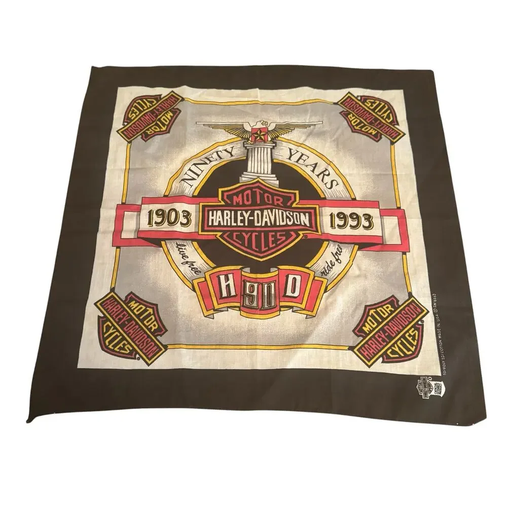 2 1990's Harley Davidson Bandanna's Vintage HD Made in USA